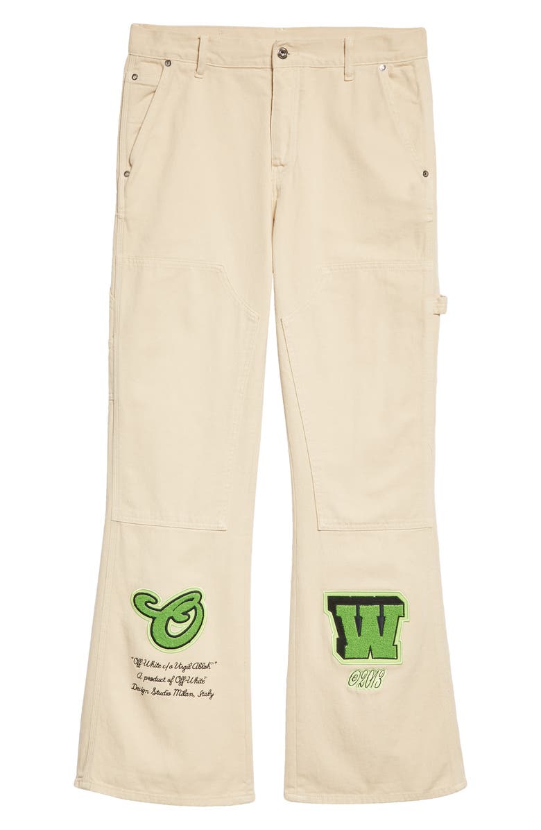 Off-White Vars Hamer Logo Patch Flare Leg Carpenter Pants, Alternate, color, 