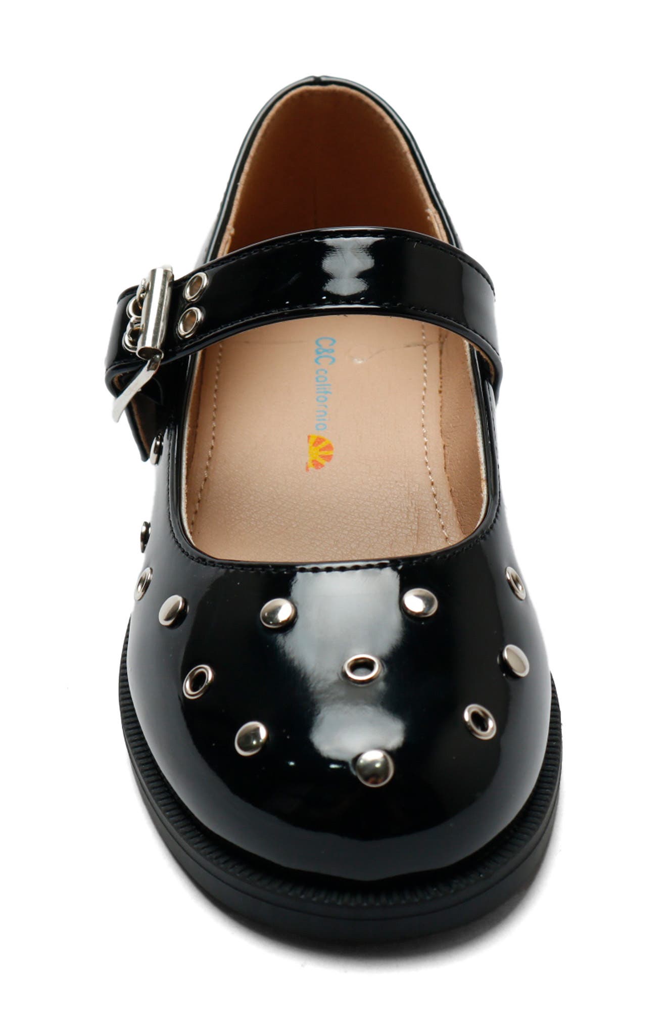 Kids' Lisa Eyelet Stud Faux Leather Mary Jane, Alternate, color, BLACK
