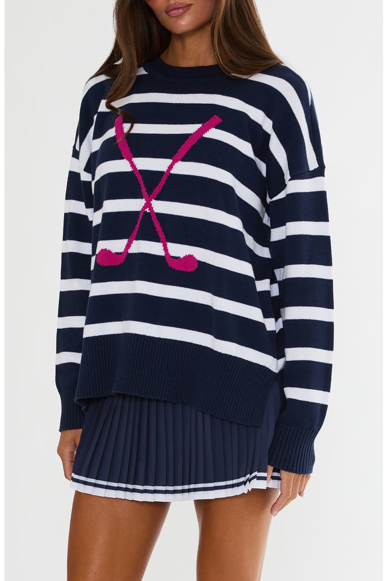 Callie Stripe Sweater, Main, color, DUSK CLUB STRIPE