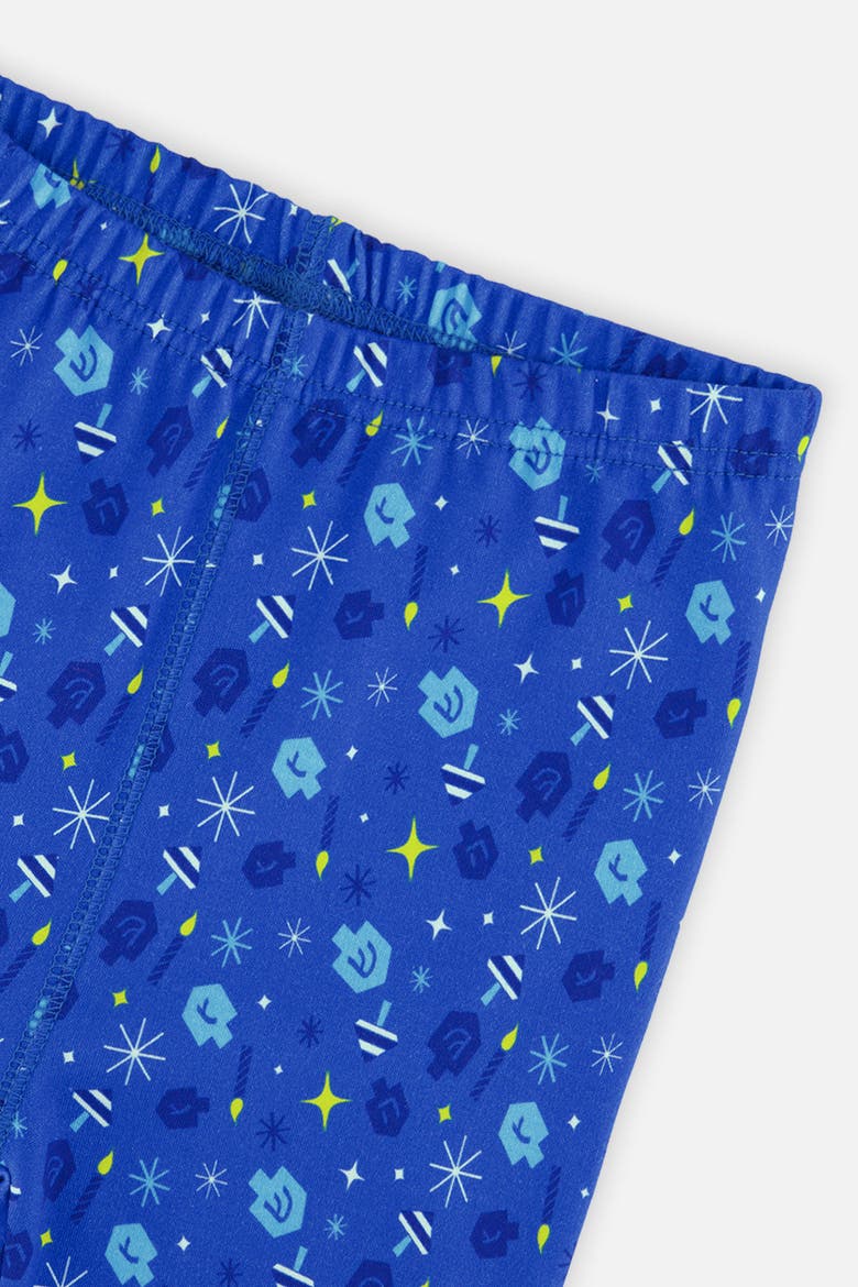 Two Piece Hanukkah Raglan Top Elastic Waist Pants Pajama Set, Alternate, color, Blue Printed Hanukkah