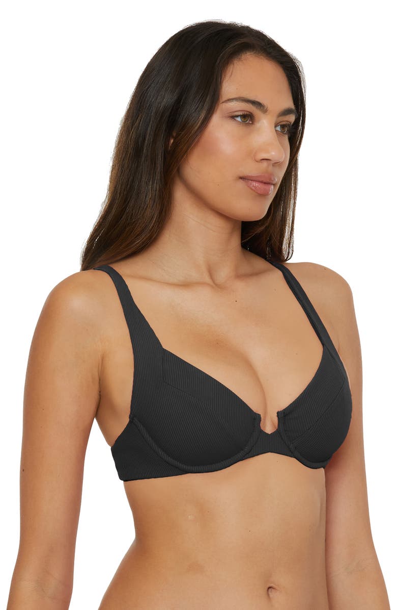 Becca Modern Edge Underwire Bikini Top, Alternate, color, Black