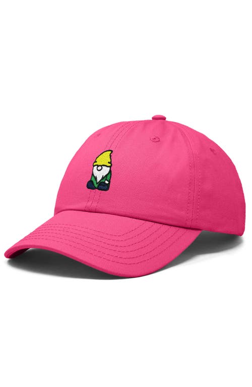 Dalix Gnome Embroidered Dad Hat In Hot Pink