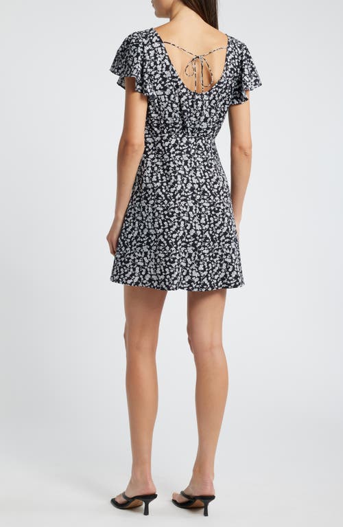 Faithfull The Brand Valras Mini Dress In Amaryllis Floral Black/white