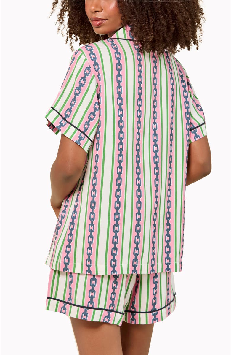 Katie Kime Chain Stripe Shorts Set, Alternate, color, Pink