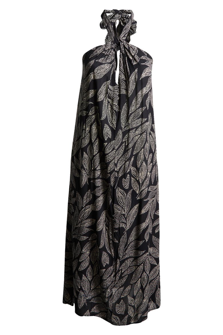 Halter Neck Cover-Up Maxi Dress, Alternate, color, BLACK CATAGENA PRINT