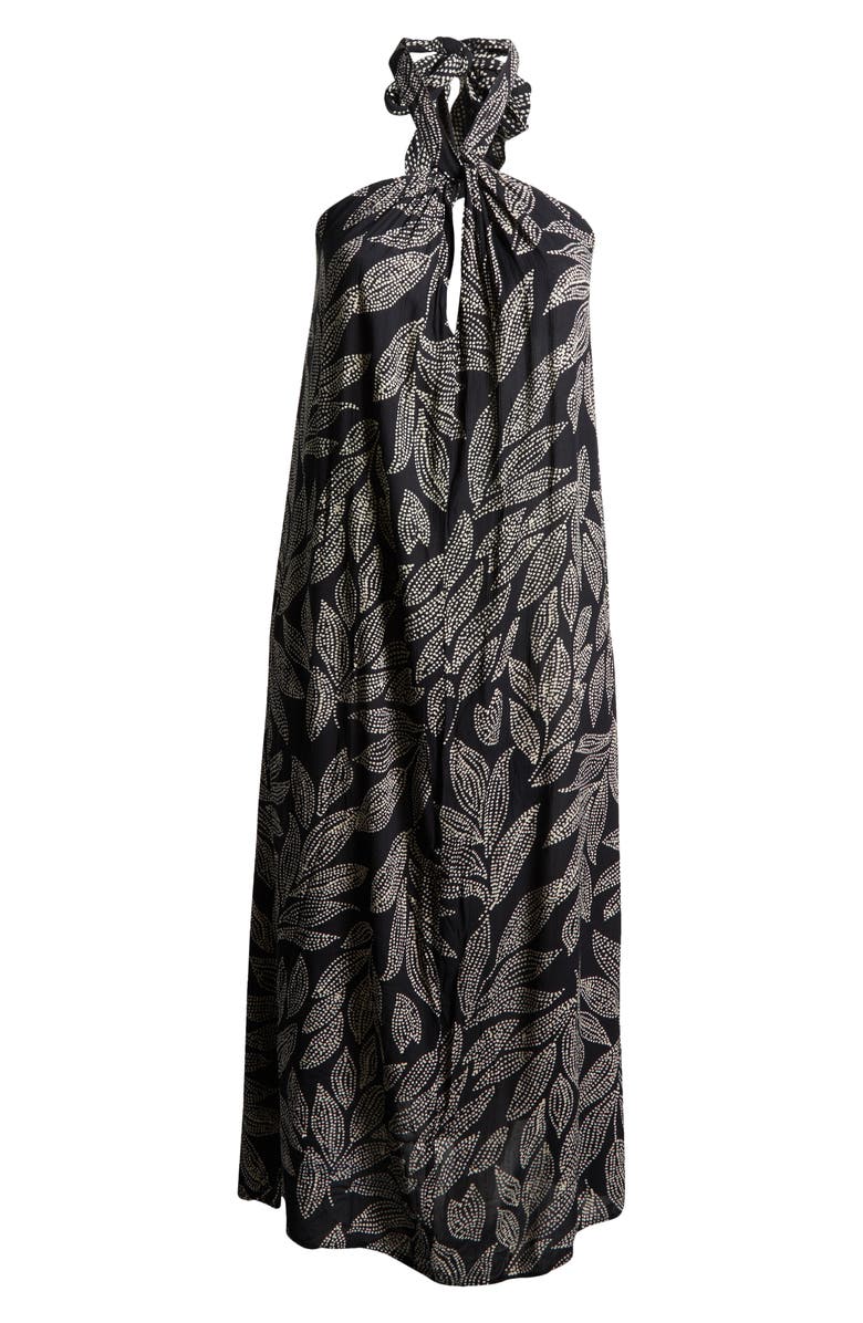 Elan Halter Neck Cover-Up Maxi Dress, Alternate, color, Black Catagena Print