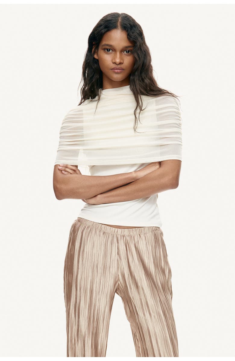 H&M Crinkled Trousers, Alternate, color, Beige