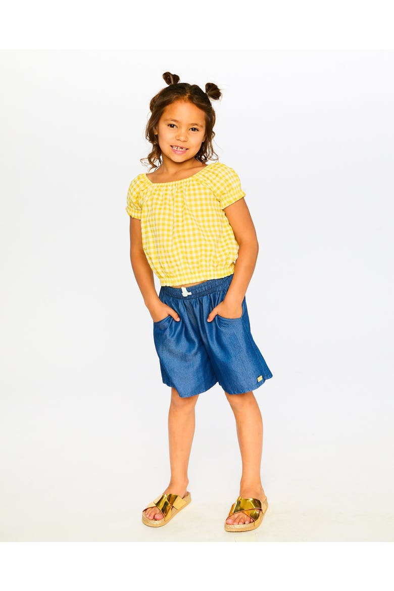 Short Sleeve Peasant Top Gingham, Alternate, color, Yellow Gingham