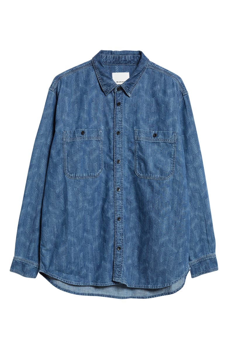 Isabel Marant Bhelyn Tonal Print Button-Up Shirt, Alternate, color, 
