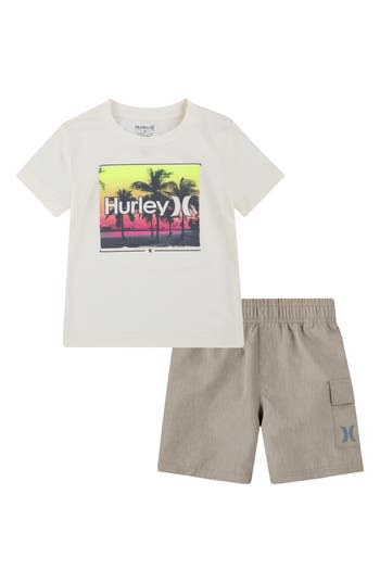 Hurley Open Mind Ii Graphic T-shirt & Cargo Shorts Set In Khaki