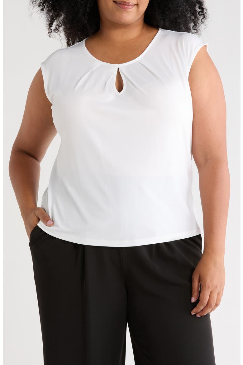 Keyhole Neck Cap Sleeve Knit Top, Main, color, NATURAL WHITE