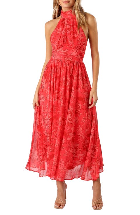 Primrose Floral Chiffon Halter Maxi Dress