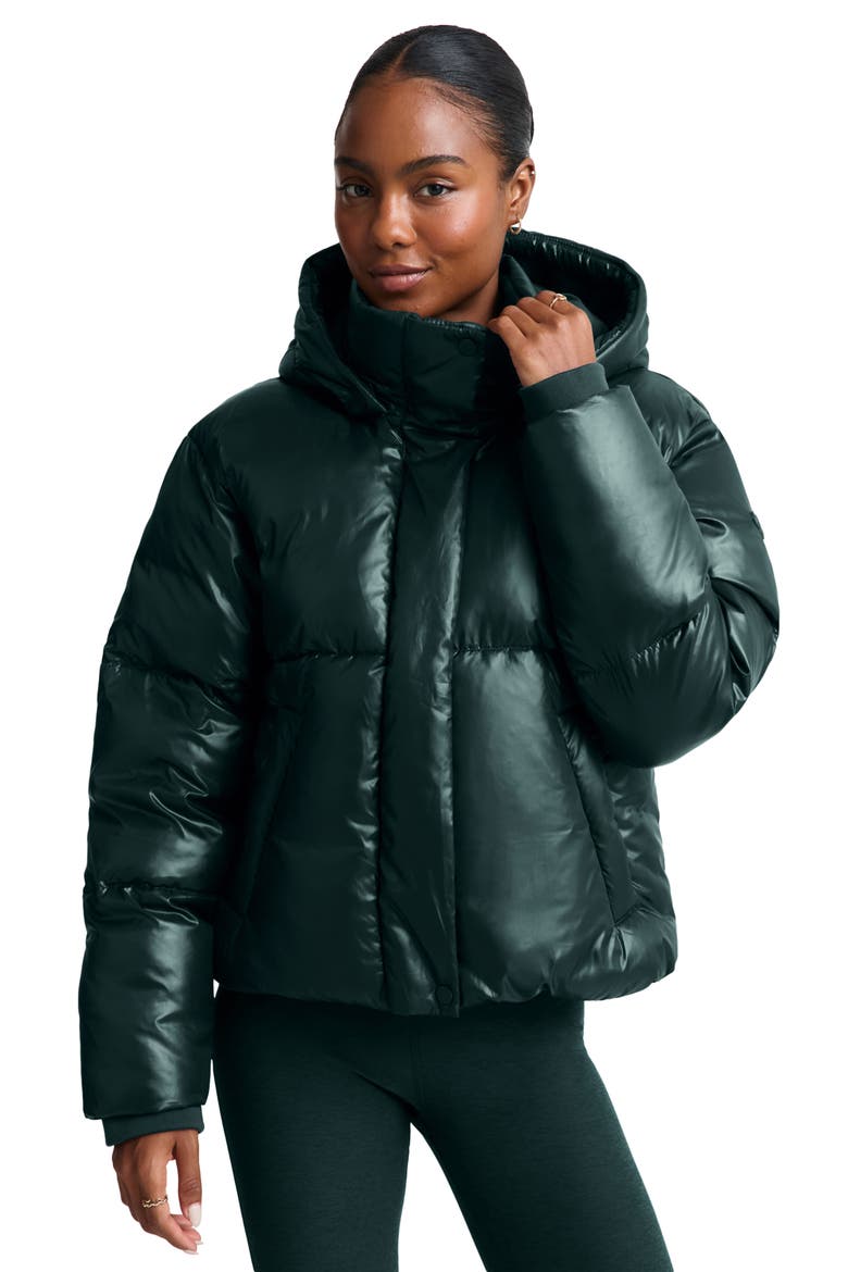 Up For It Puffer Jacket, Alternate, color, SHINE DARK IVY