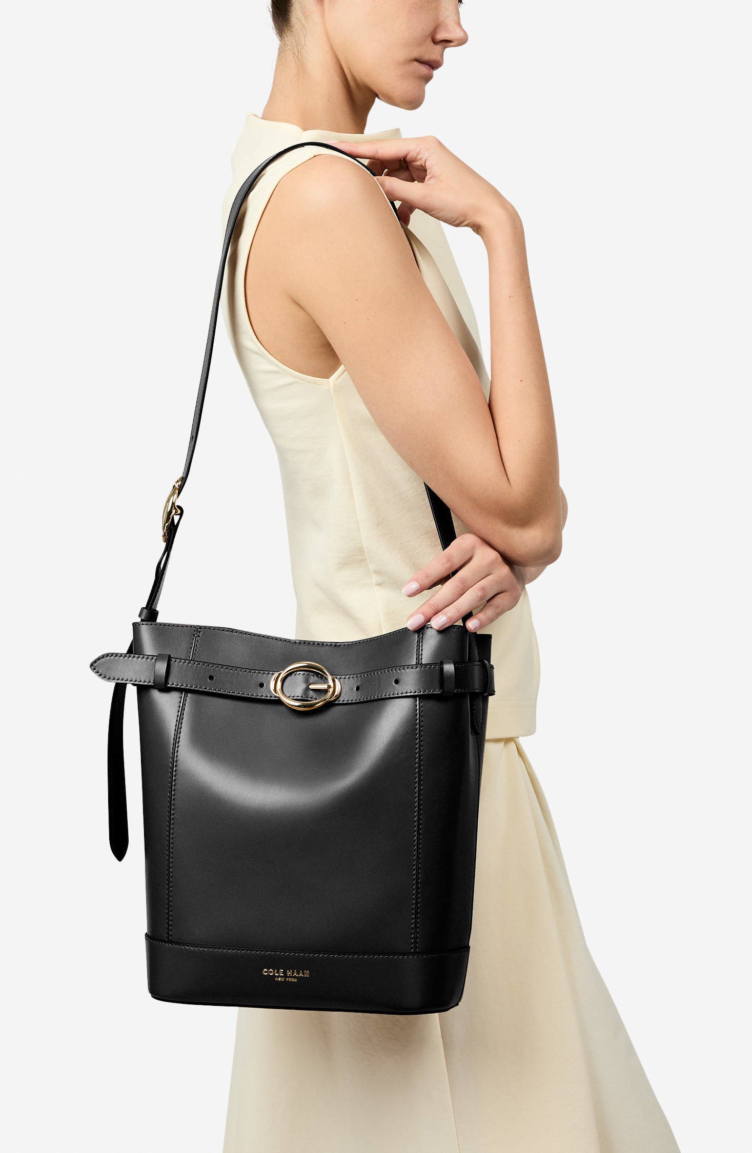 Cole Haan Alexandria Leather Bucket Bag, Alternate, color, 