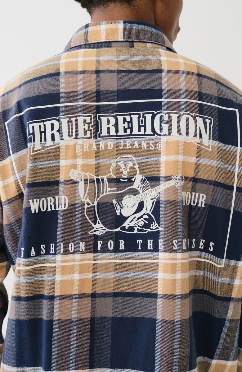 True Religion Brushed Plaid Flannel Shirt Jacket, Alternate, color, 