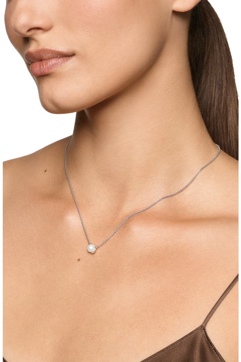 Pearl Classics Necklace with Diamonds, 6.5mm, Alternate, color, SILVER PAVE
