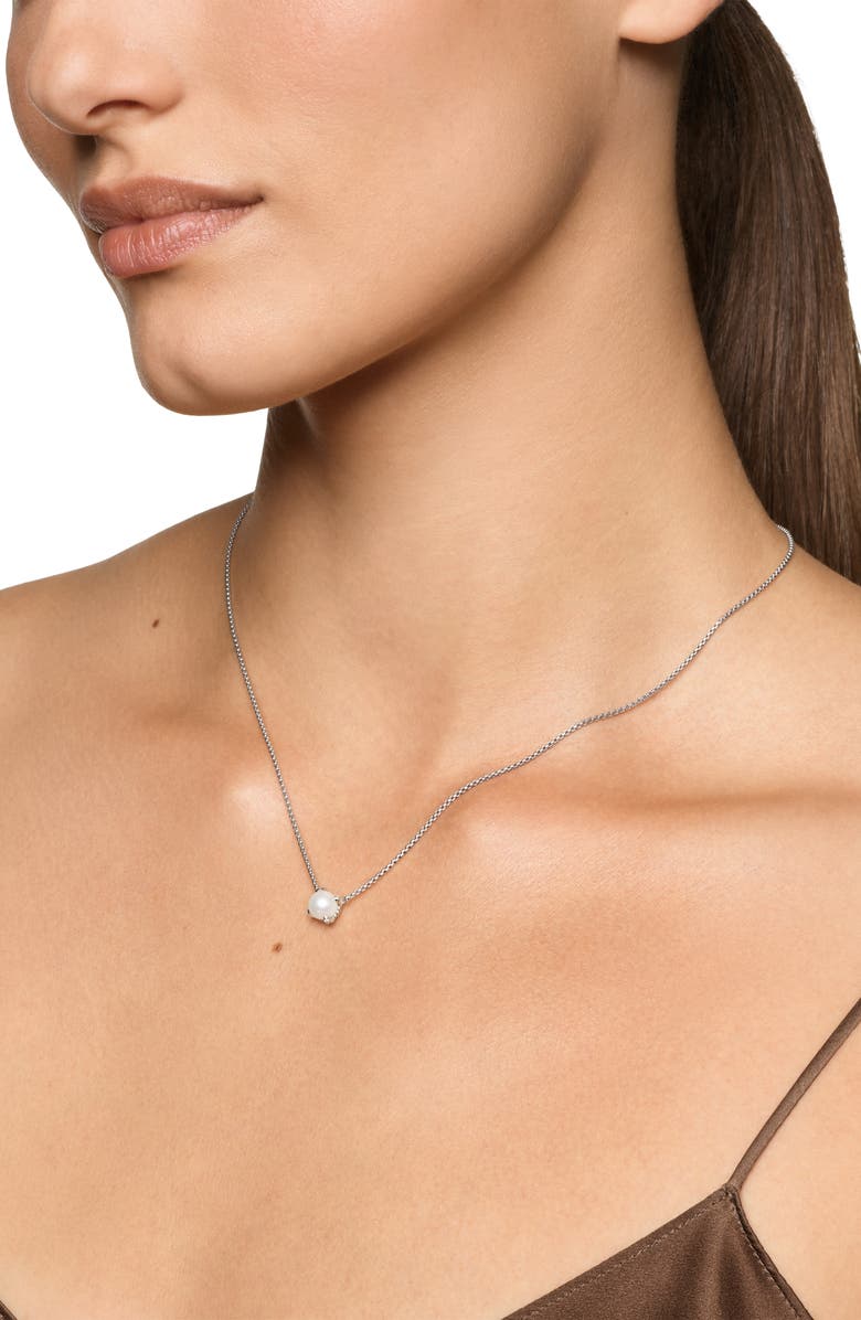 David Yurman Pearl Classics Necklace with Diamonds, 6.5mm, Alternate, color, Silver Pave