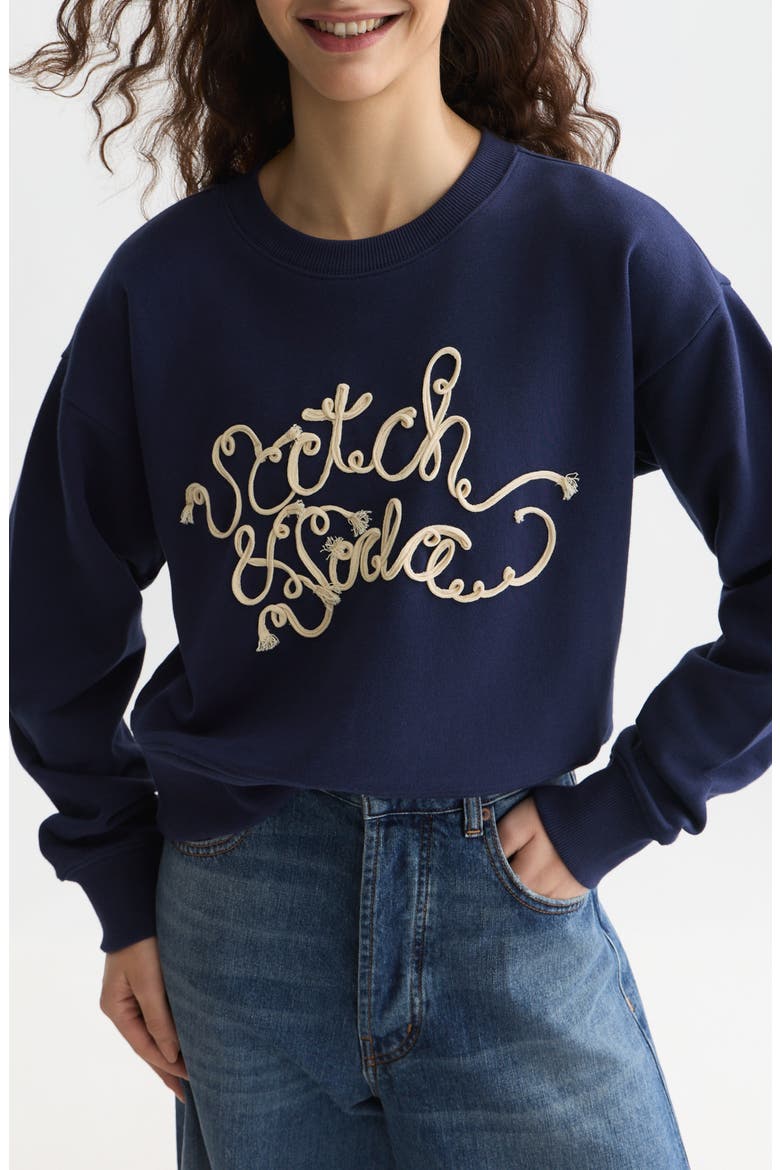 Ribbon Embroidered Logo Sweatshirt, Main, color, PEACOAT