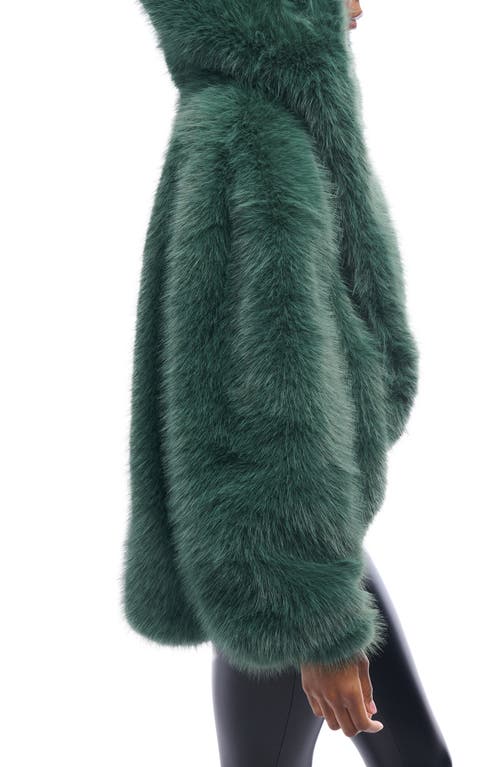Azalea Wang Emerald City Hooded Faux Fur Jacket In Green