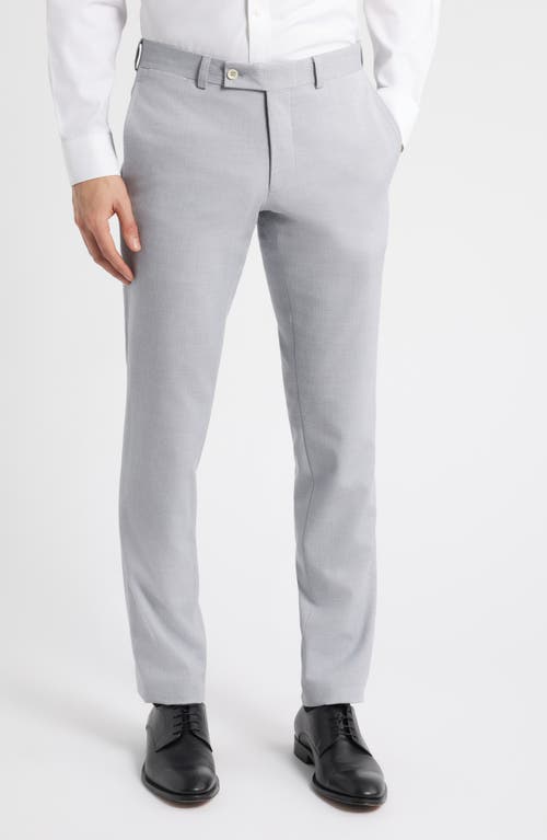 Jack Victor Palmer Slim Fit Grey Flat Front Stretch Cotton & Wool Dress Pants In Light Grey