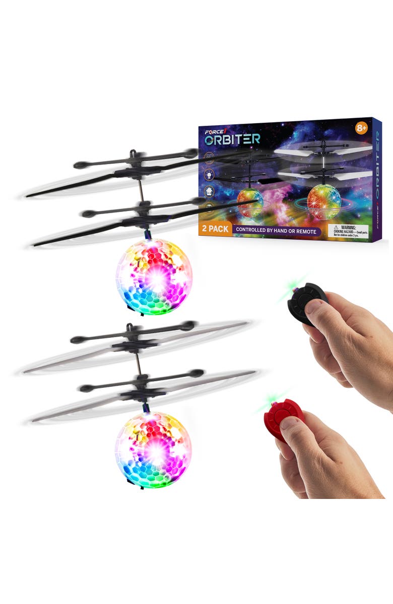 Force1 Orbiter Flying Orb Ball Hand Operated Drones - 2 Pcs, Main, color, Black