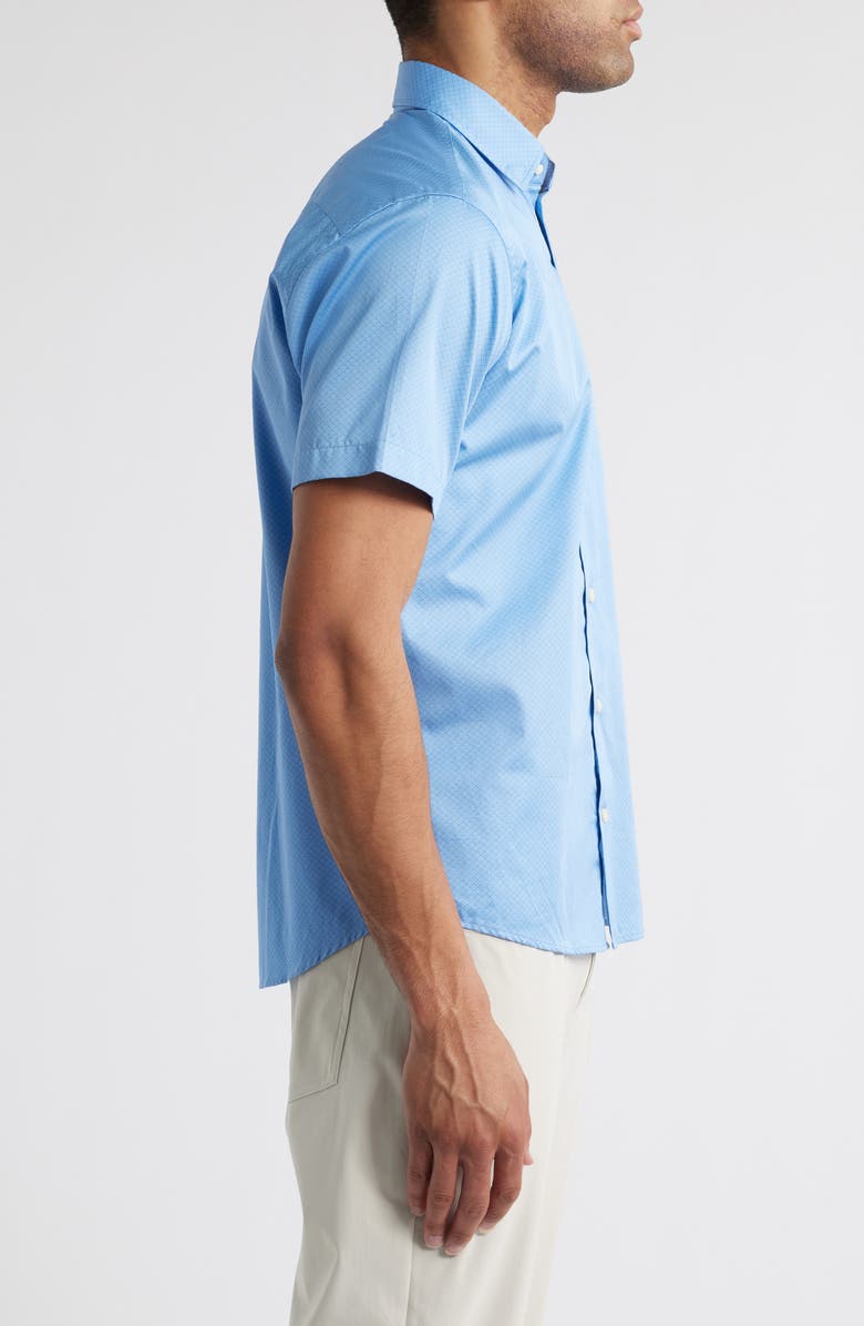 Peter Millar Noah Short Sleeve Button-Up Shirt, Alternate, color, Blue Poppy