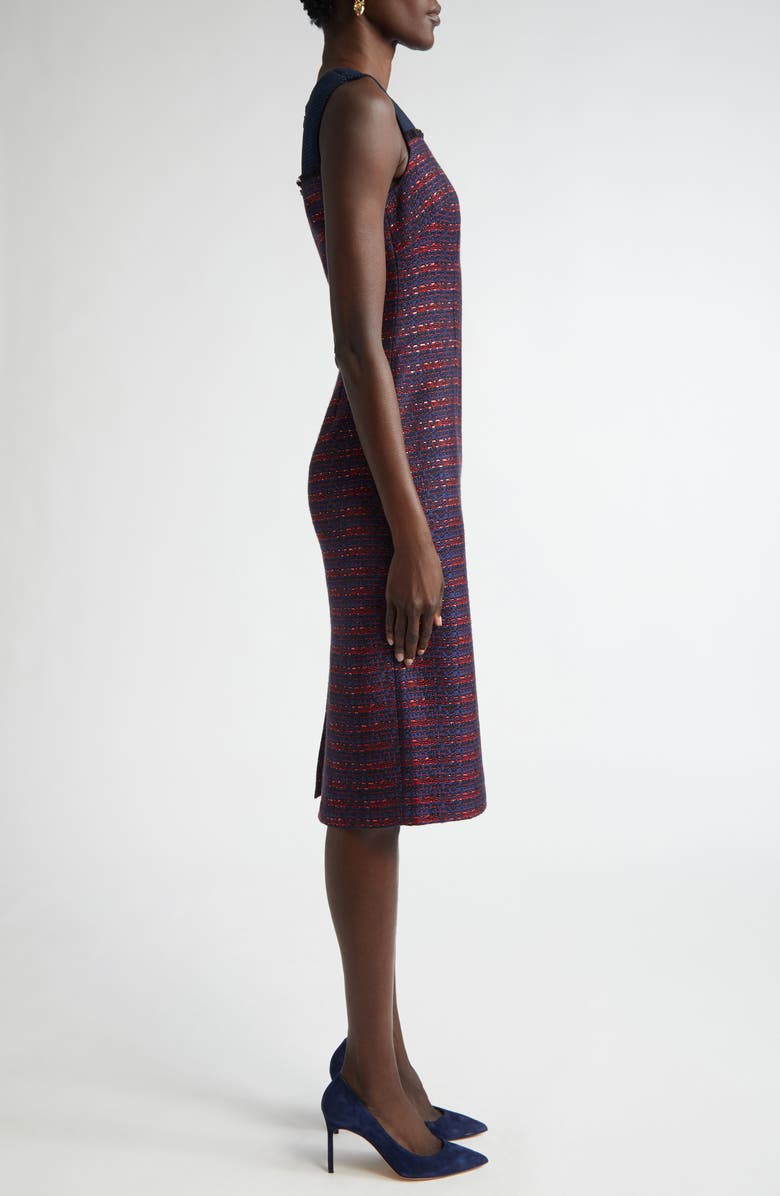ST. JOHN Colorblock Tweed Sheath Dress, Alternate, color, Midnight/ Geranium Multi