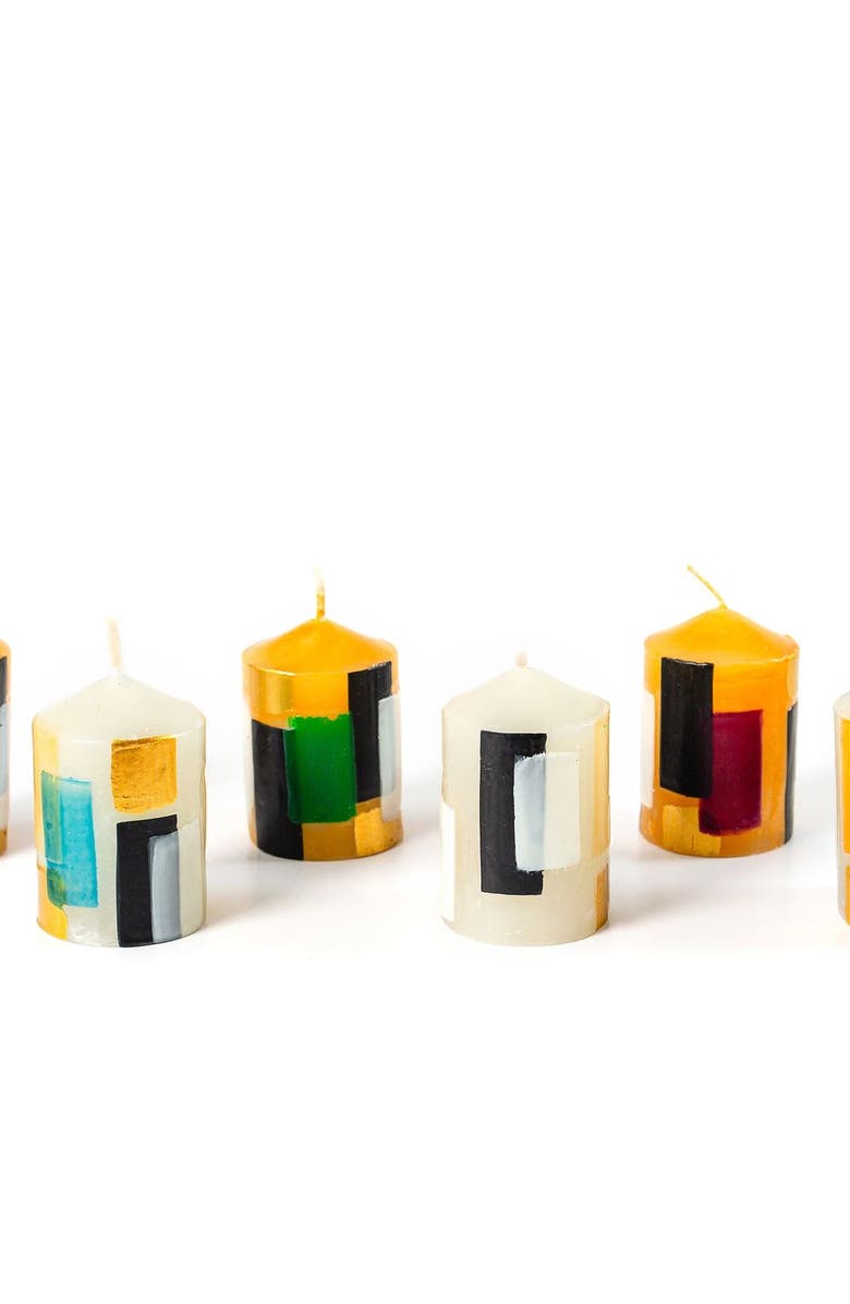 Thumbprint Artifacts Klimt Painted Votive Candles - Set of 6, Main, color, Gold - 2"