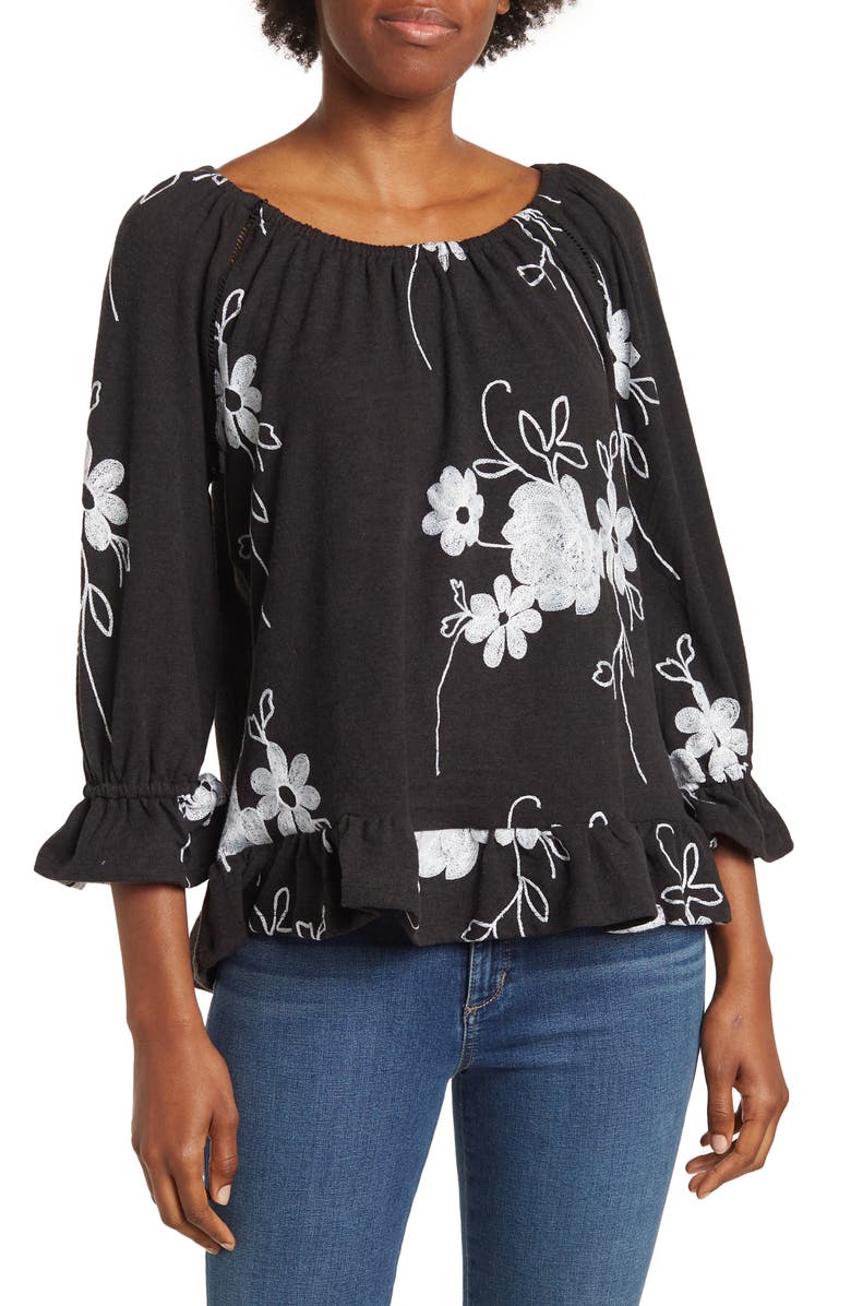 Forgotten Grace Peasant Embroidered Blouse, Main, color, 