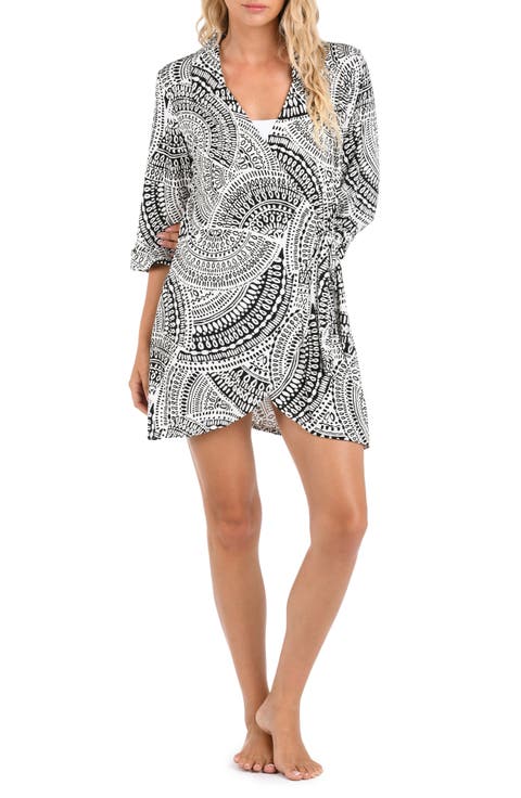 Dream Catcher Cover-Up Wrap Shirtdress