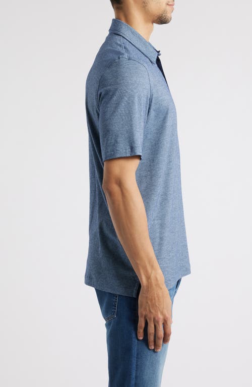 Johnston & Murphy Fine Stripe Polo In Light Blue/navy