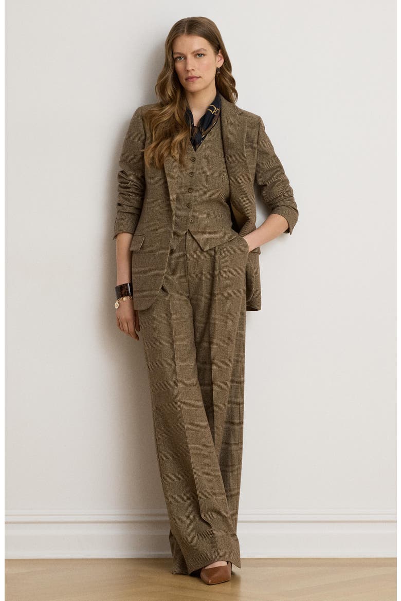 Brushed Wool Suit Pants, Alternate, color, BROWN/ MULTI