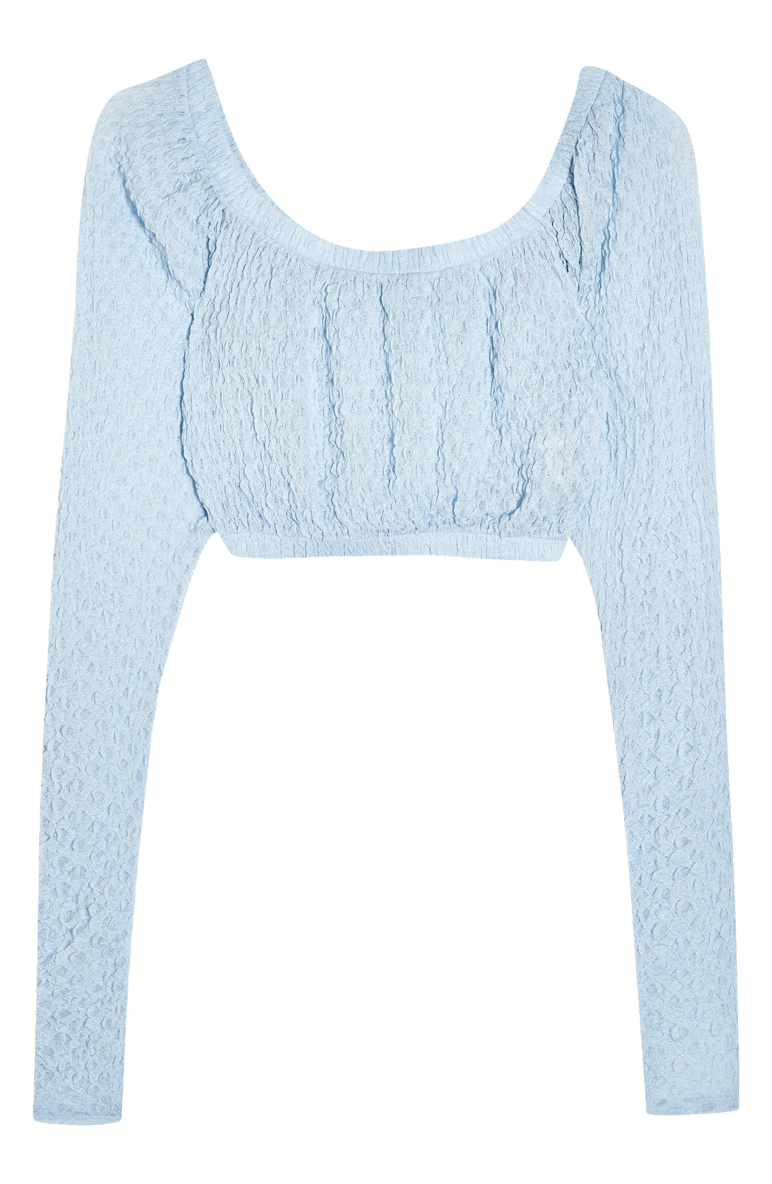 Topshop Long Sleeve Textured Crop Top (Women) | Nordstromrack