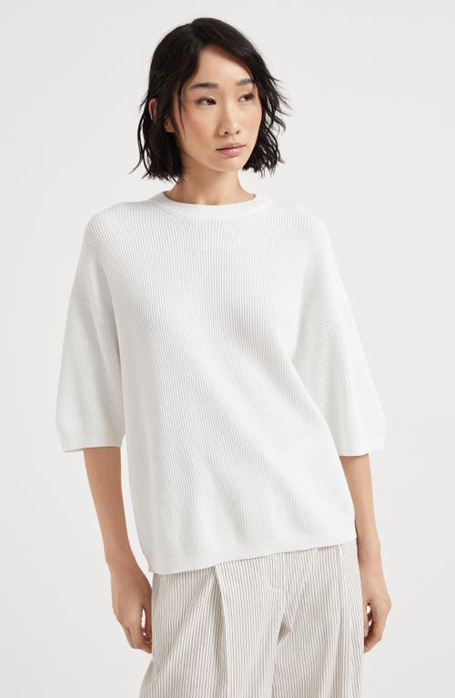 Shop Brunello Cucinelli English Rib Knit Sweater In White
