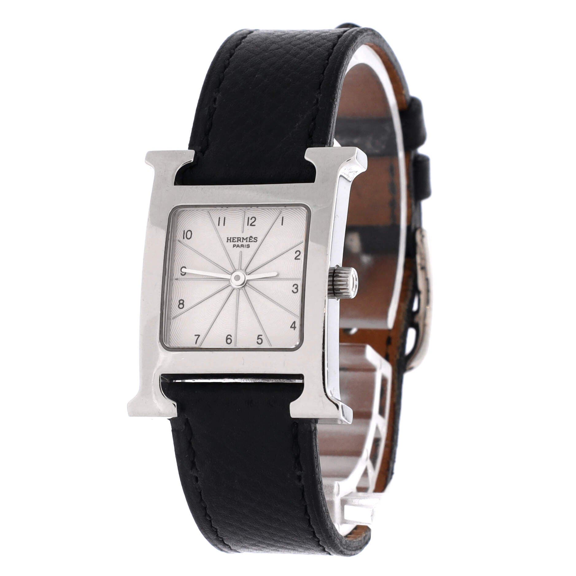 Heure H Quartz Watch Stainless Steel and Leather 21, Alternate, color, Black