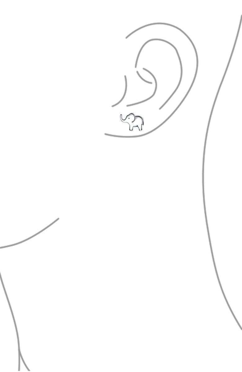 BLING JEWELRY Animal Lover Elephant Stud Earrings, Alternate, color, Silver