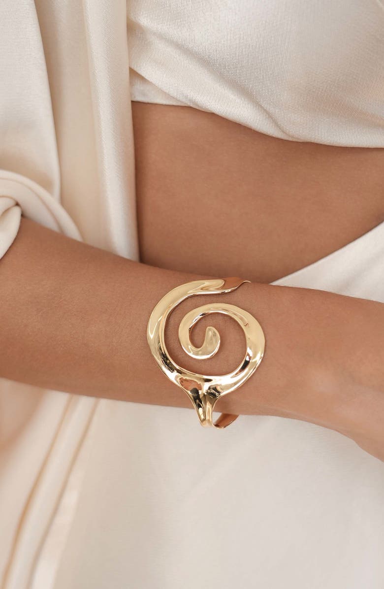 Ettika Aura Statement Cuff Bracelet, Alternate, color, Gold