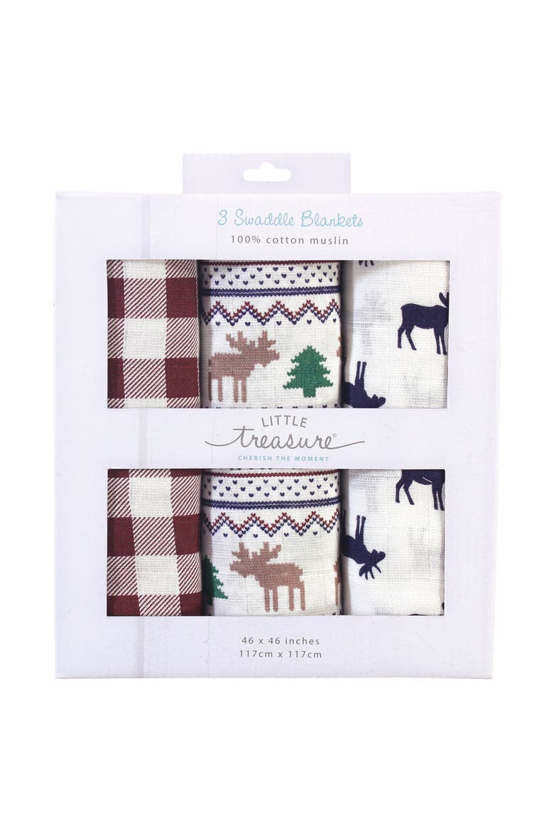 Soft Cotton Muslin Infant Wraps, Alternate, color, Moose Sweater