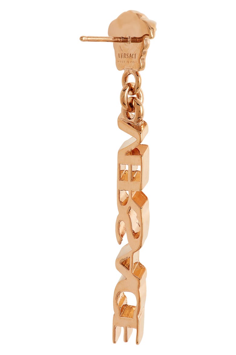 Signature Logo Drop Earrings, Alternate, color, VERSACE GOLD