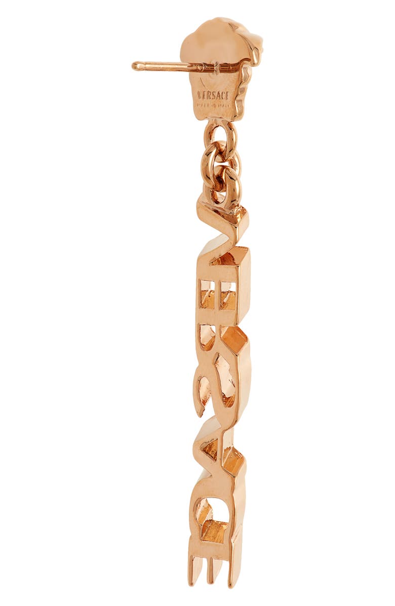 Versace Signature Logo Drop Earrings, Alternate, color, Versace Gold