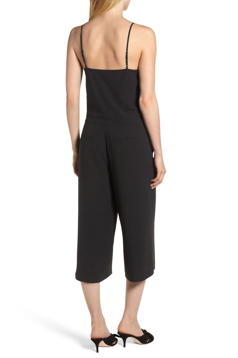 Spaghetti Strap Culotte Jumpsuit, Alternate, color, RICH BLACK