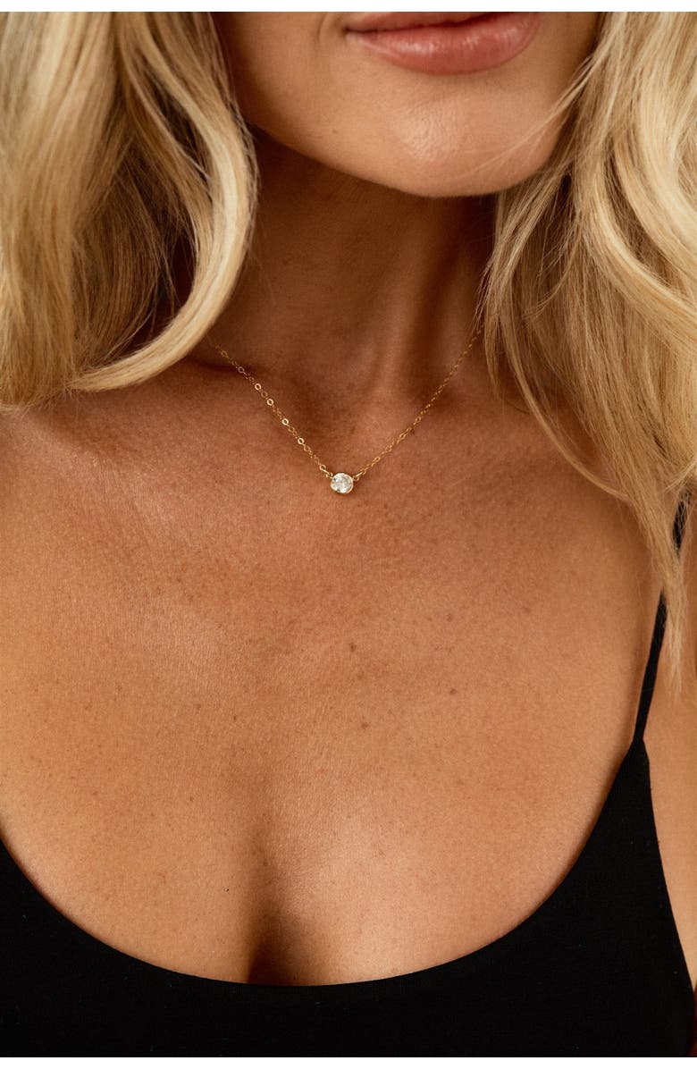 Set & Stones Everyday Solitaire Necklace, Alternate, color, Gold