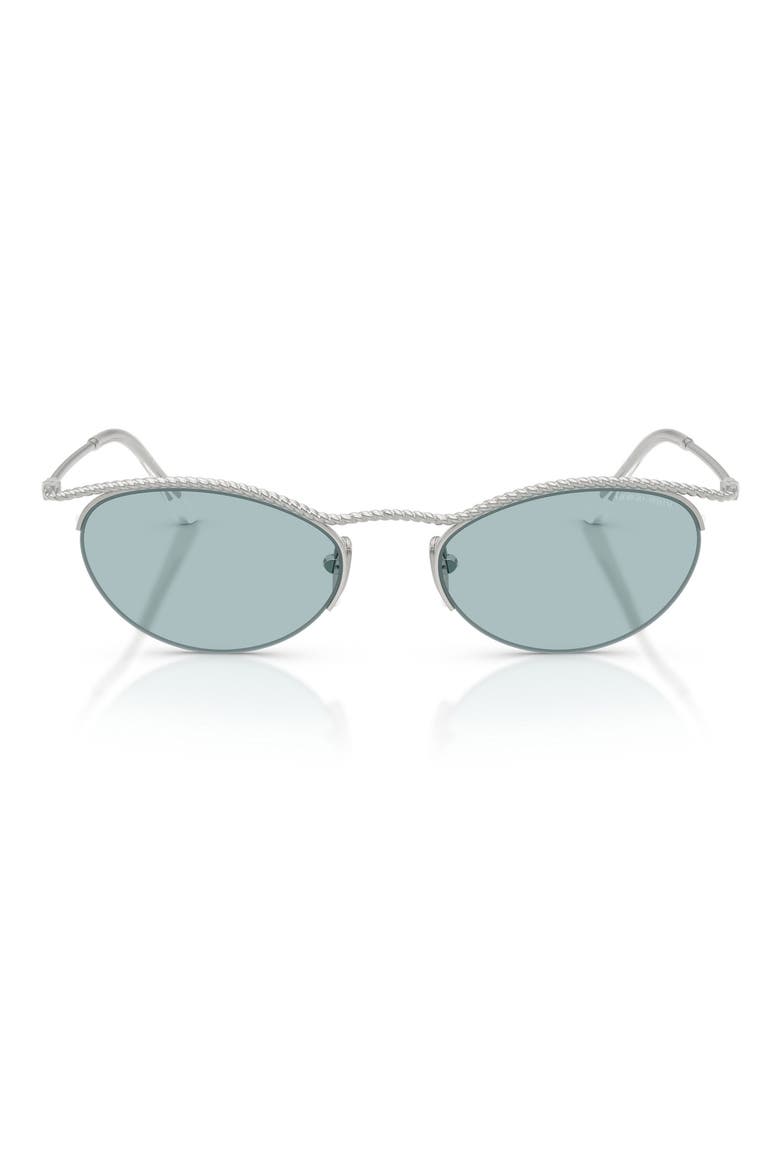 50mm Semi Rimless Butterfly Sunglasses, Main, color, SILVER / BLUE