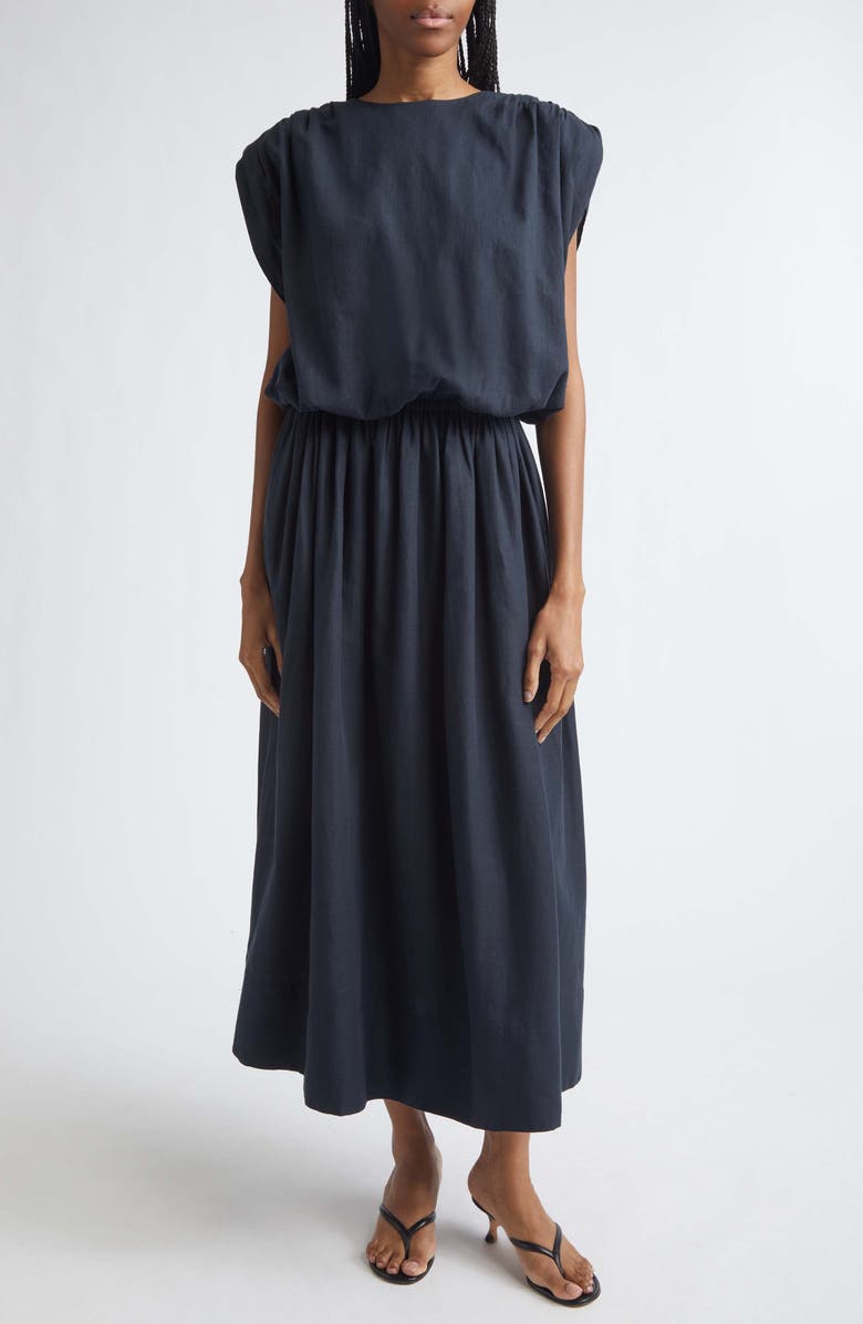 Toccin Sirelle Cap Sleeve Linen Blend Shirt, Alternate, color, Washed Jet