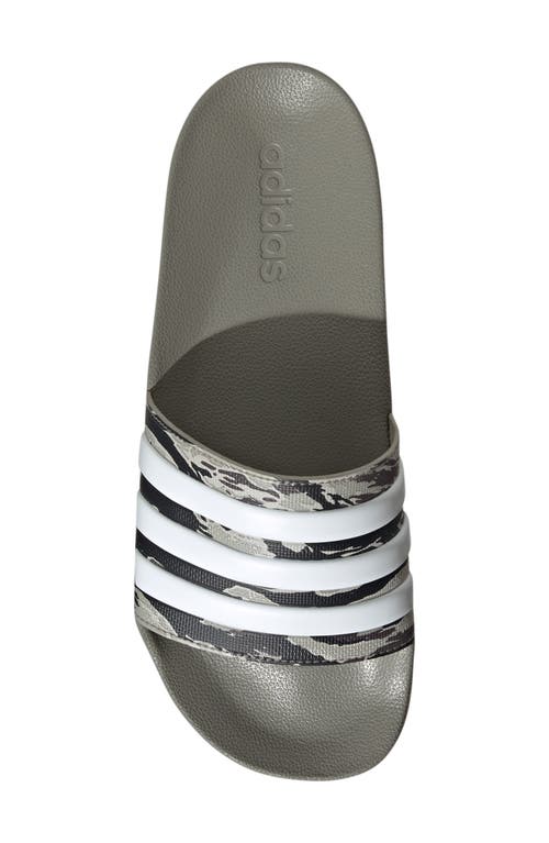 Adidas Originals Adidas Adilette Shower Slide Sandal In Silver Pebble/white