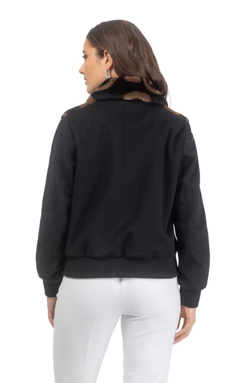 Gorski G Printed Merino Shearling Lamb Bomber Jacket With Loro Piana Wool Trim In Black