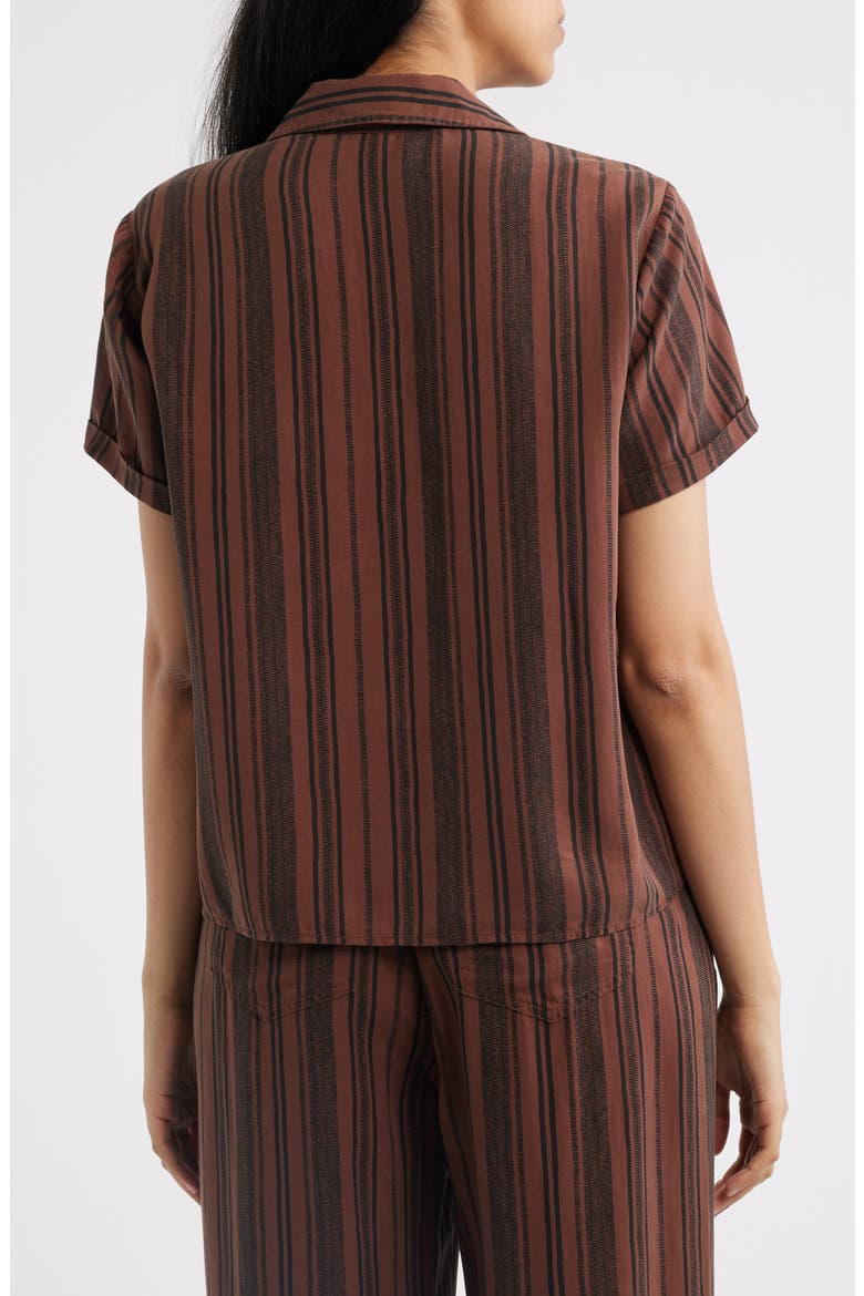 Collared Stripe Short Sleeve Shirt, Alternate, color, SUNSET TRUFFLE