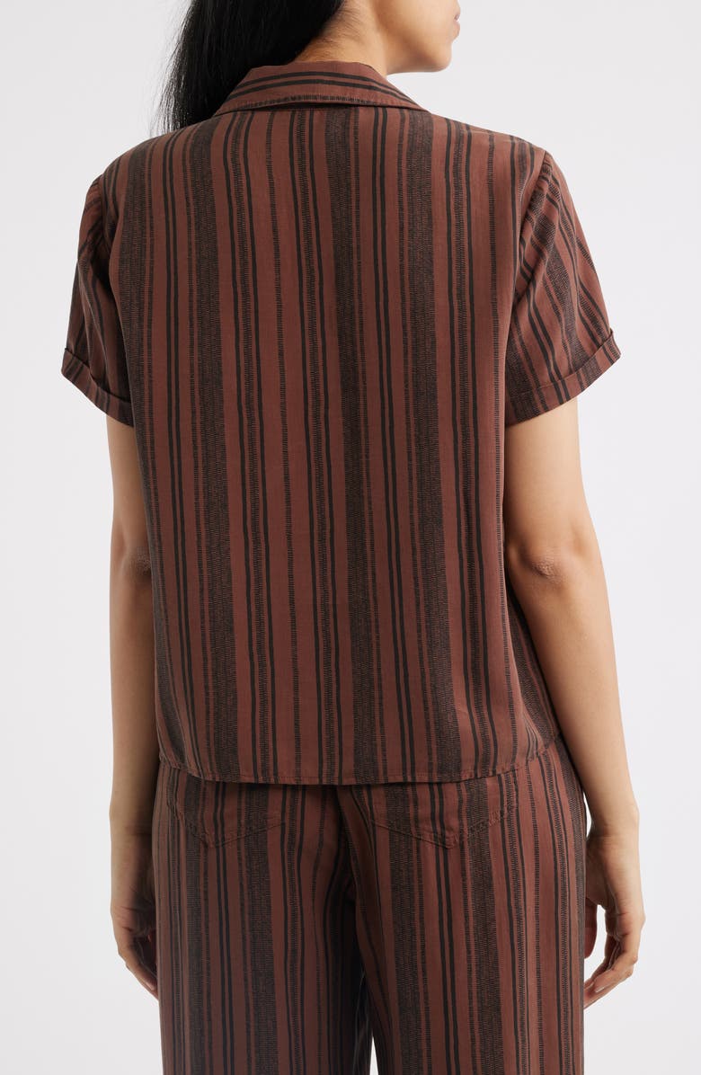 Cloth & Stone Collared Stripe Short Sleeve Shirt, Alternate, color, Sunset Truffle