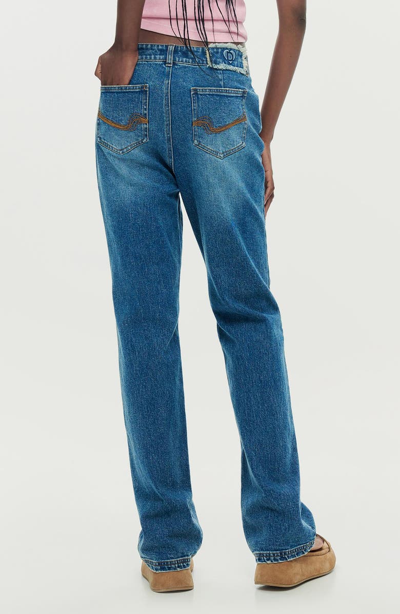 Desigual Embellished Slim Straight Leg Jeans, Alternate, color, Dark Blue