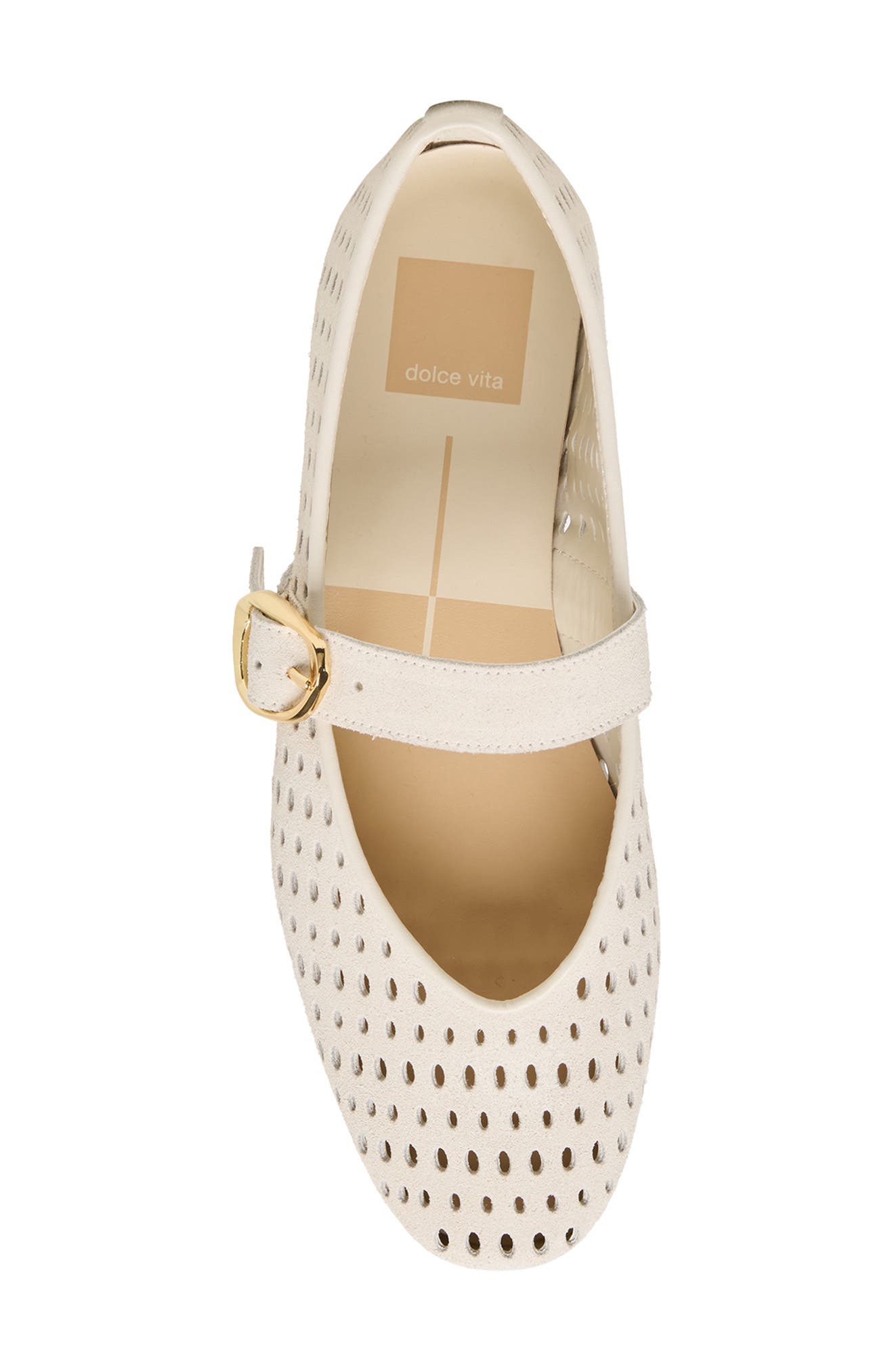 Dolce Vita Brooke Flat, Alternate, color, Creme Perforated Suede